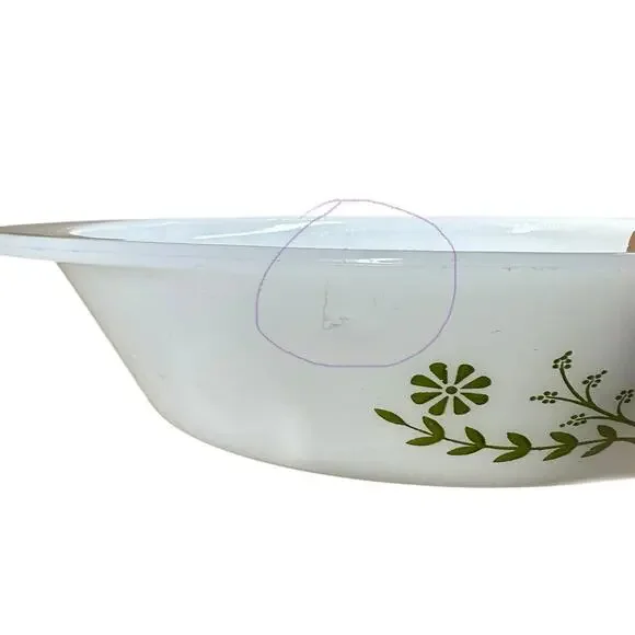 Vtg 60s Oval Glasbake White Green Crazy Daisy Divided Oval Casserole Dish 12” - Picture 9 of 9